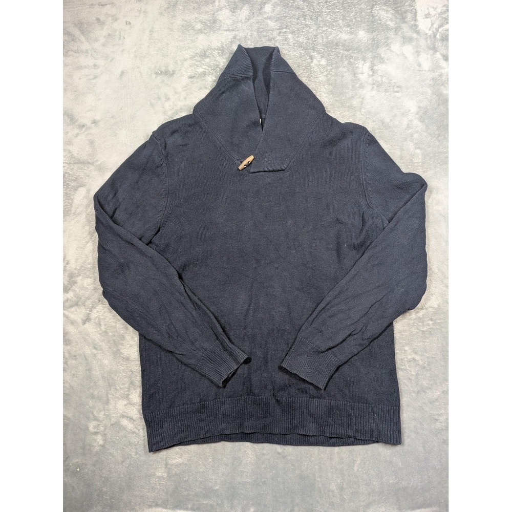 Frederik Anderson Copenhagen Sweater Mens Large Navy Toggle High Neck Pullover